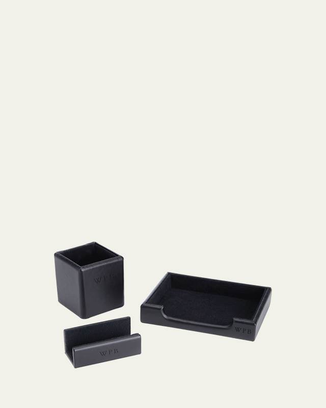 Monogrammed Leather Executive Desk Accessory Set
